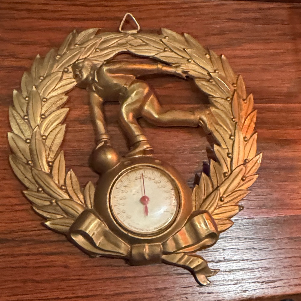 Vintage Bowling Gold Laurel Thermometer wall hanging